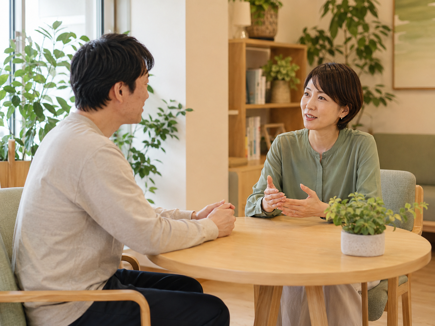 落ち着いた環境で相談するイメージ
