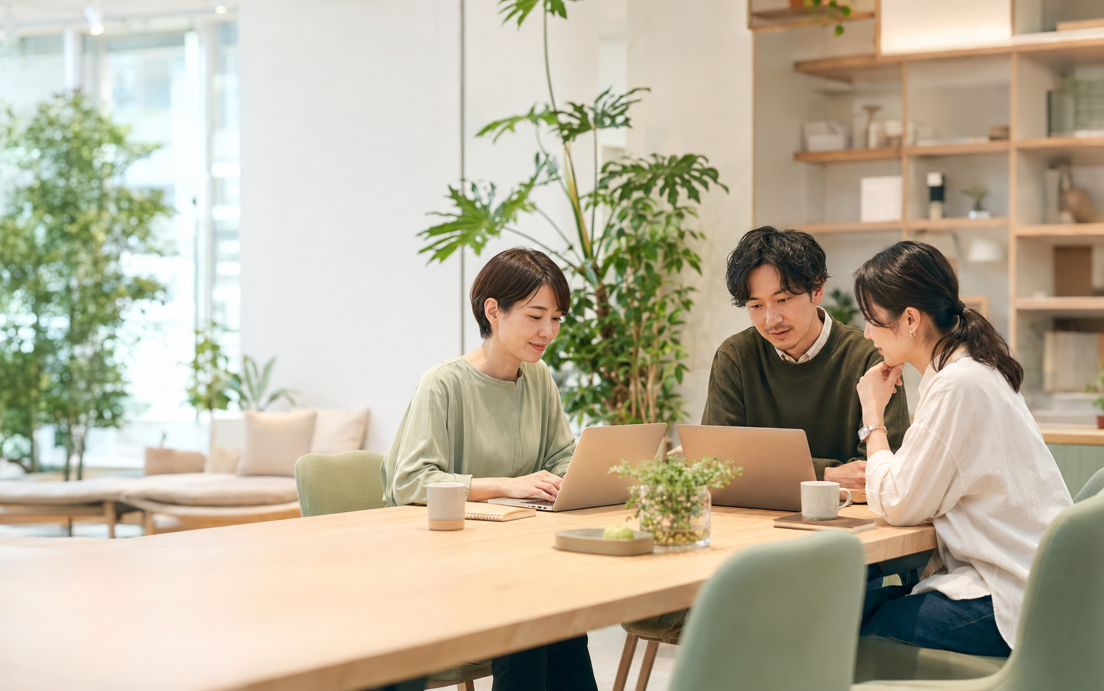 明るい空間でパソコン作業に取り組むイメージ
